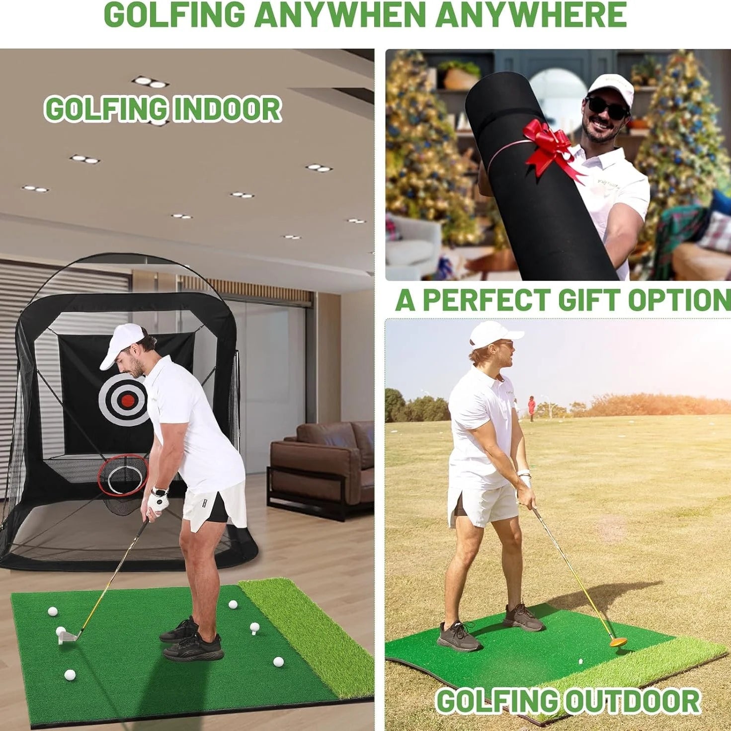 5X4Ft Hitting Thickened Artificial Turf Practice Golf Mat for Outdoor & Indoor, Gifts for Men/Golfers