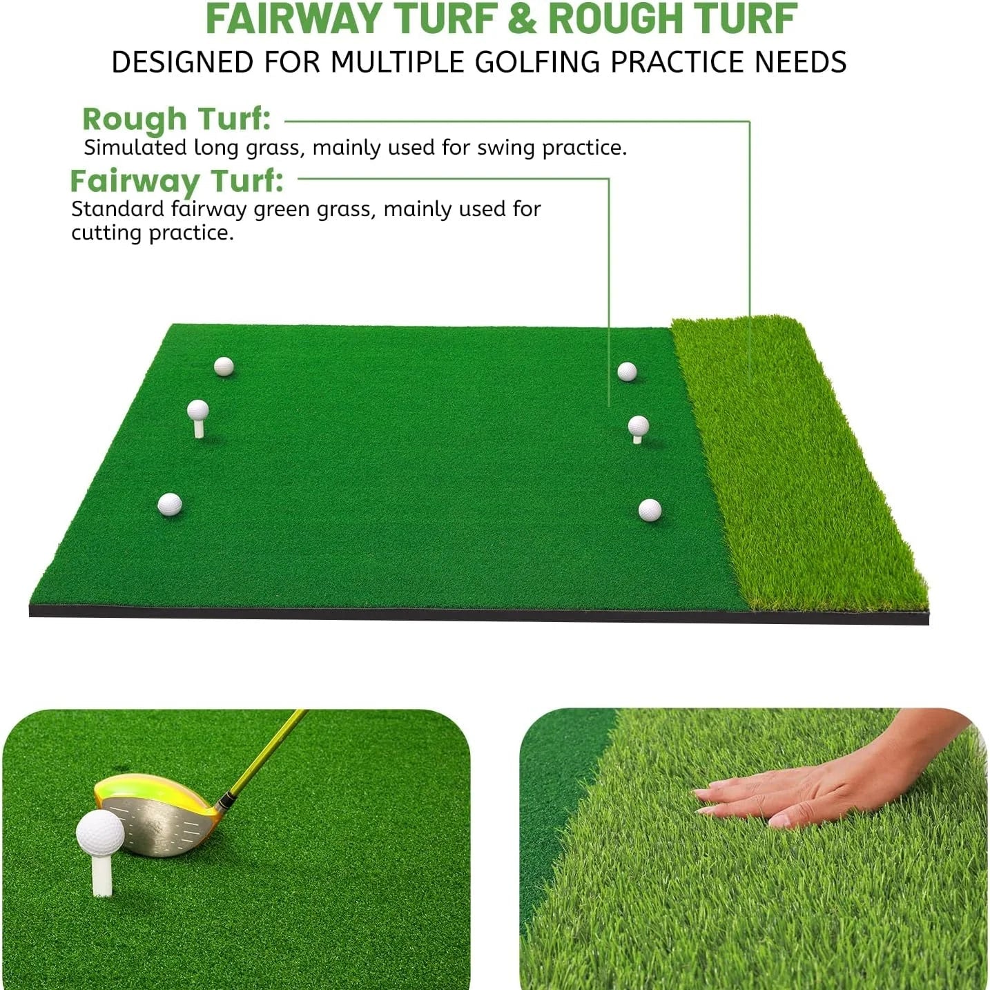 5X4Ft Hitting Thickened Artificial Turf Practice Golf Mat for Outdoor & Indoor, Gifts for Men/Golfers