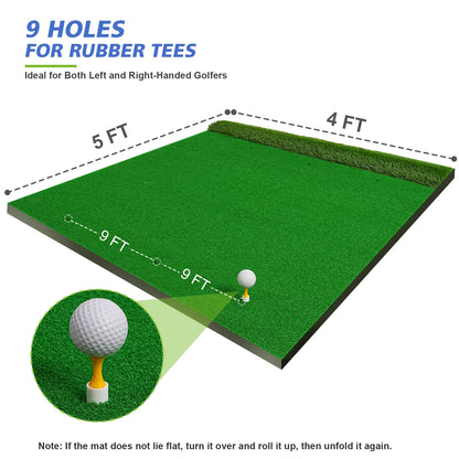 5X4Ft Hitting Thickened Artificial Turf Practice Golf Mat for Outdoor & Indoor, Gifts for Men/Golfers