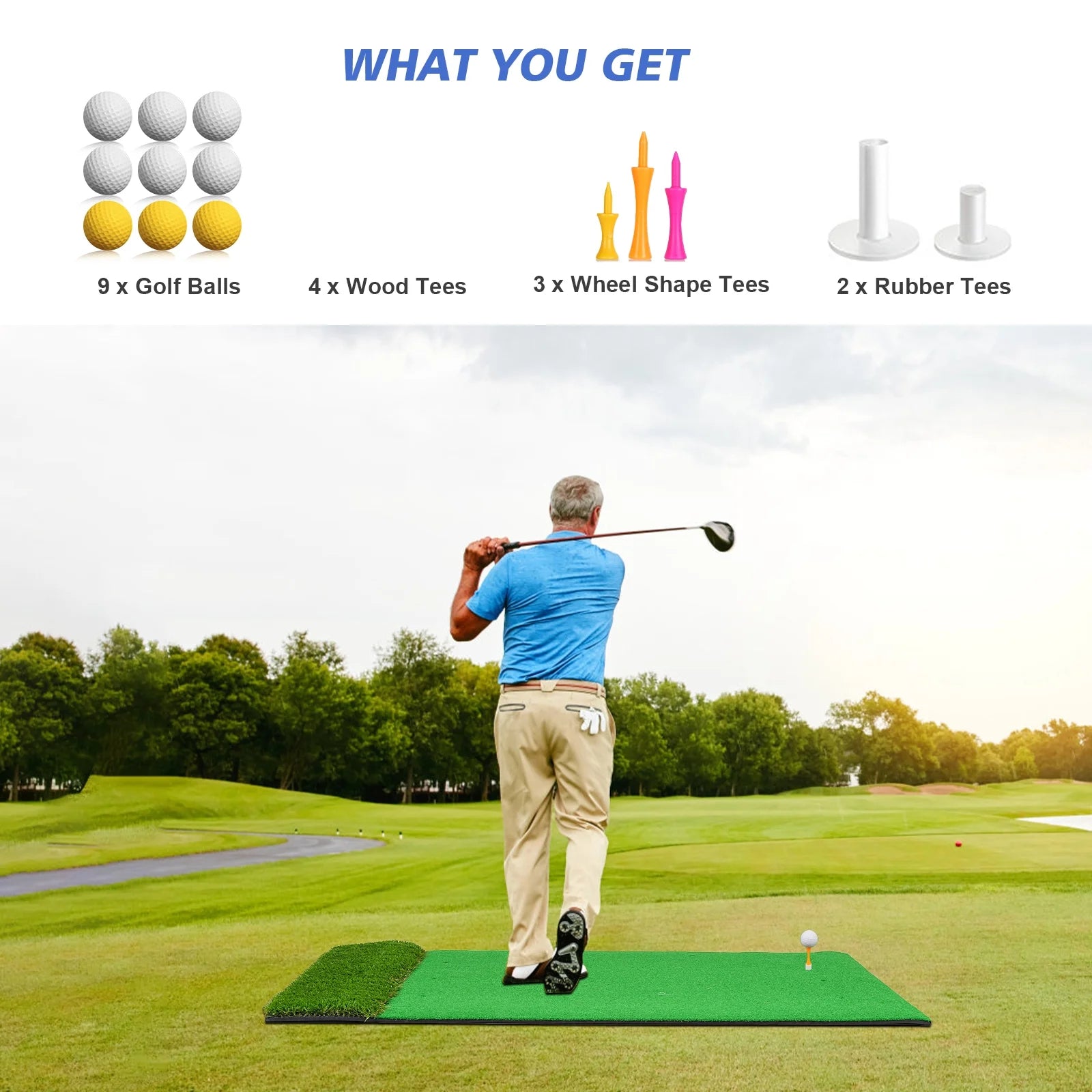 5X4Ft Hitting Thickened Artificial Turf Practice Golf Mat for Outdoor & Indoor, Gifts for Men/Golfers