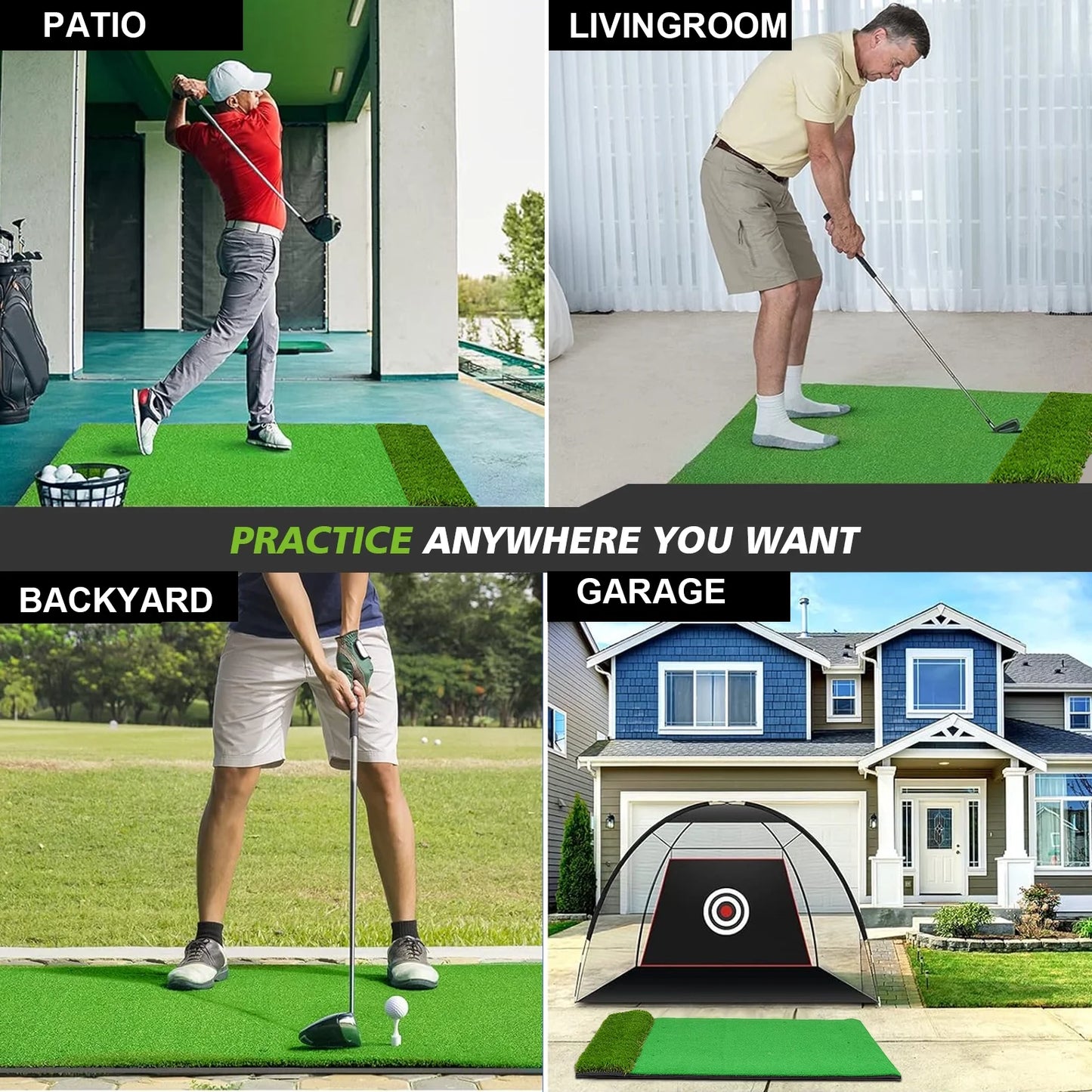 5X4Ft Hitting Thickened Artificial Turf Practice Golf Mat for Outdoor & Indoor, Gifts for Men/Golfers